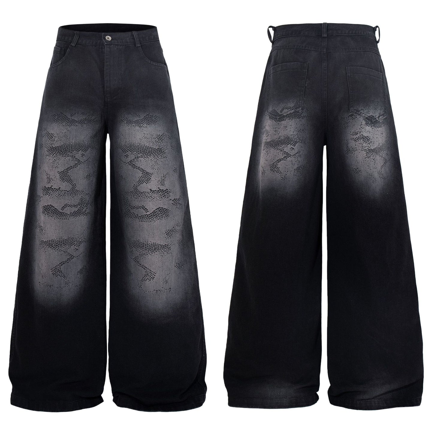 Retro Street Style Loose Wide-Leg Denim Jeans