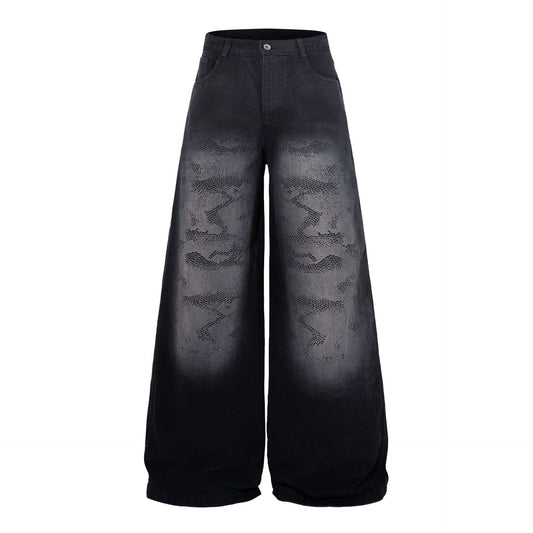Retro Street Style Loose Wide-Leg Denim Jeans