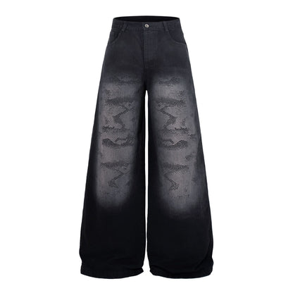 Retro Street Style Loose Wide-Leg Denim Jeans