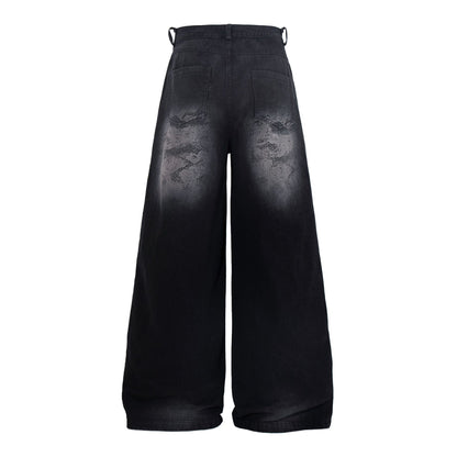 Retro Street Style Loose Wide-Leg Denim Jeans